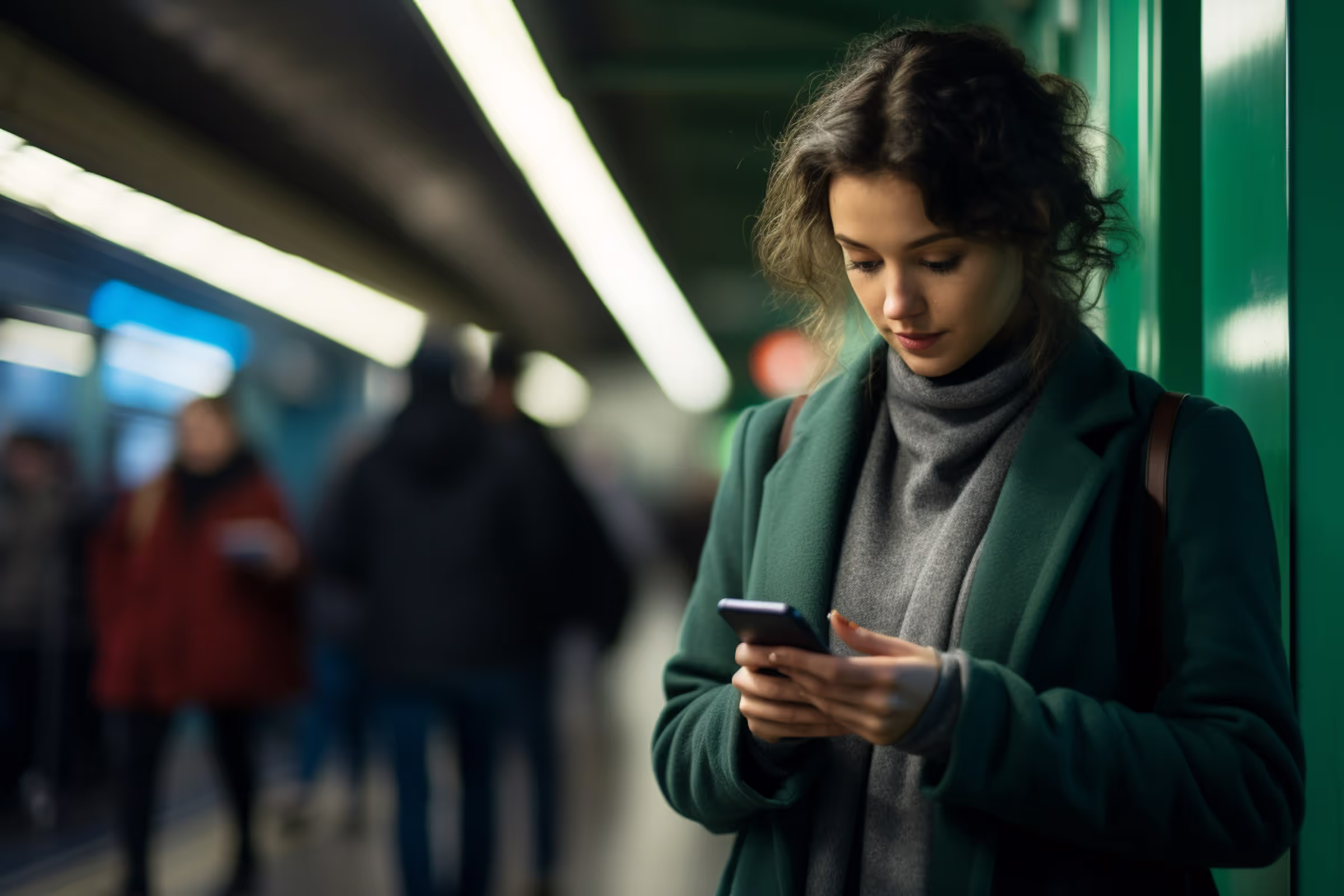 A woman is using smartphone